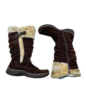 Brown Suede Fur-Lined Women's Boots